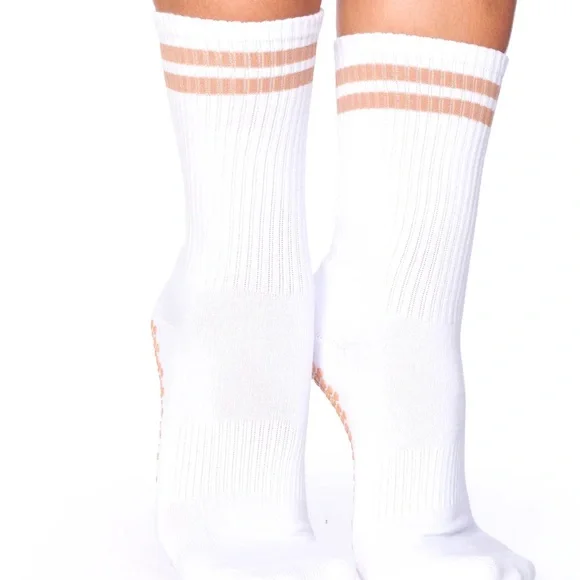 Lucky Honey The Dad Sock Tan Stripes one size fits all grip sock - Picture 4 of 7